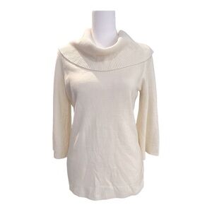 Knit by Hampshire Studio Cream Cowl Neck Tunic Sweater Women’s Size S